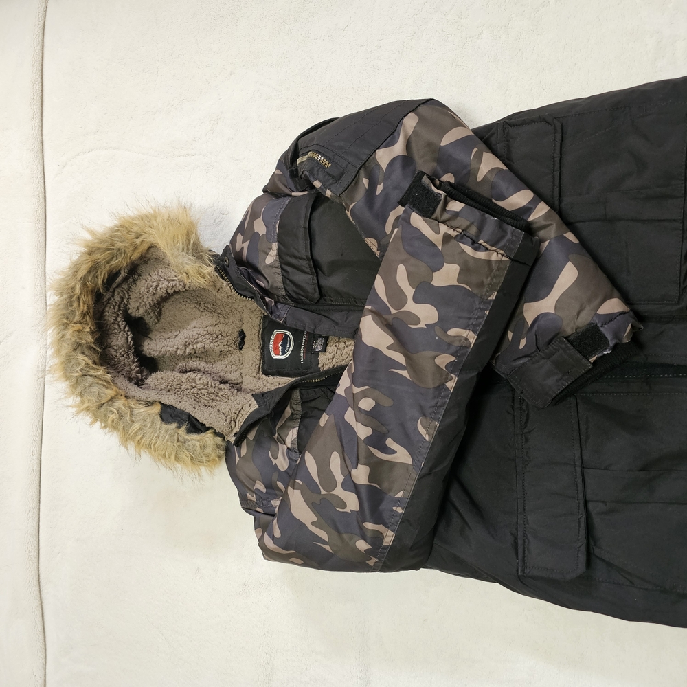 Camouflage Hooded Jacket with Faux Fur Trim